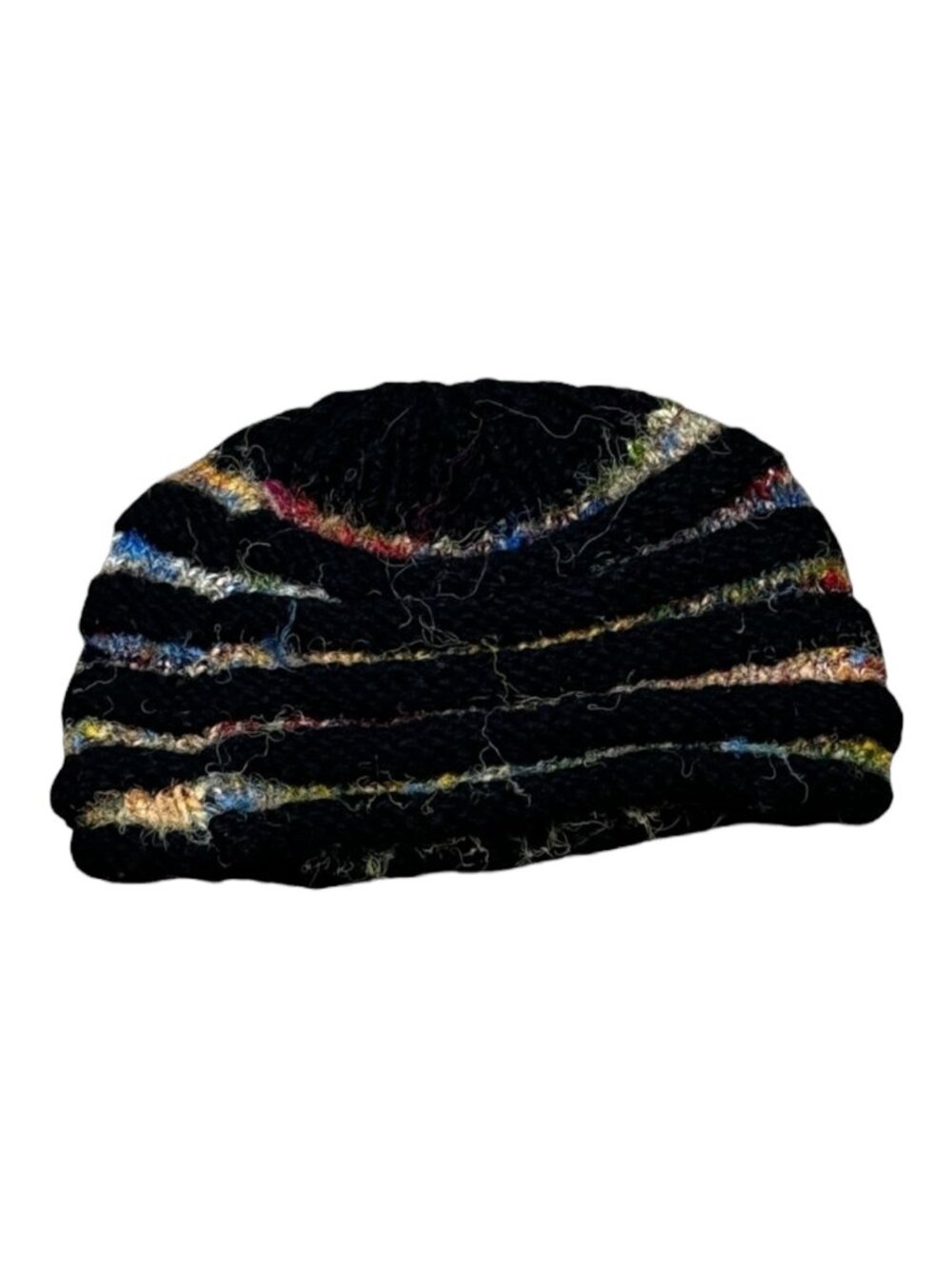 Handmade Wool Knit Beanie Ribbed Hippie Boho Space Dye Hat